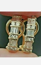 2.50Ct Baguette Imitación Pendiente Diamante Sólido 14K Baádo en Oro Amarillo - £90.51 GBP