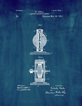 Tesla Electro Magnetic Motor Patent Print - Midnight Blue - £6.23 GBP+