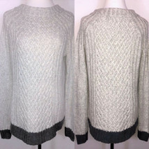 Anthropologie Sparrow Gray Long Super Soft Cable Knit Sweater Size XL Tunic Mock - £26.77 GBP