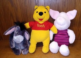 Disney Store Plush Pooh Piglet &amp; Eyore 10&quot; Vintage Winnie The Pooh lot - $19.95