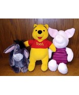 Disney Store Plush Pooh Piglet &amp; Eyore 10&quot; Vintage Winnie The Pooh lot - £15.65 GBP