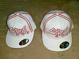 SRH Baseball Cap Hat White Red Flexfit 210 Fitted 7-1/4-7-5/8 &amp; 6-7/8-7-1/4 - £19.97 GBP