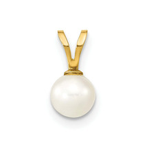 10K 5-6mm White Round Freshwater Cultured Pearl Pendant - $60.00