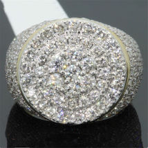 18K Gold Finish Cluster Iced Out Lab Sim Diamond Band Micropave Mens Pinky Ring - £150.74 GBP