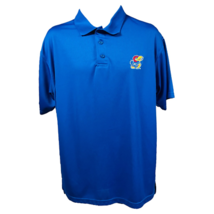 Kansas Jayhawks J. America Men Shirt Polo Blue Collar Short Sleeve Buttons L - £20.49 GBP