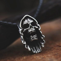 Men&#39;s Punk Retro Grim Reaper Skull Pendant Necklace Rock Jewelry Chain 24&quot; Gift - £7.81 GBP