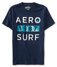 Men&#39;s Guys Aeropostale Aero 1987 Surf Tee T Shirt Navy Blue/White New $25 - £13.30 GBP