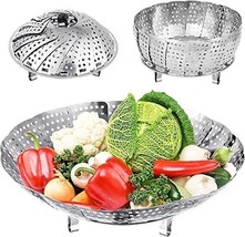 Stainless Steel Vegetable Fruit Steamer Punching Food Drain Bowl Basket ... - £17.18 GBP