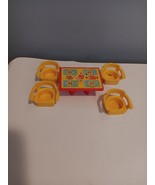 Vintage Fisher Price Little People Orange Table with Litho &amp; 4 Chairs - $11.88