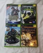4 Xbox Game Lot Halo Combat Evolved, Hulk, Medal of Honor, Full Spectrum Warrior - £21.94 GBP