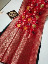 Banarasi Zari Weaving Saree in Dola Silk, contrast piping with stunning blouse,  - £72.21 GBP