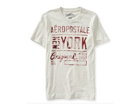 Mens Guys Aeropostale New York Original Stacked Tee T Shirt Ecru/Maroon New $25 - $17.99
