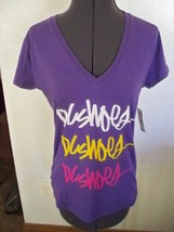 Women&#39;s/Jrs Dc Shoes V Neck Tee T Shirt Purple W/ Multicolor Brands New $22 - $14.99