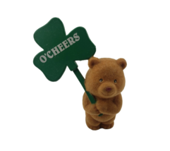 Vintage St. Patrick’s Day Flocked Small Bear O&#39; CHEERS Shamrock Sign - $198.32 MXN