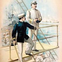 Commodore Dewey Battle In Manila Bay Cuba 1899 Victorian Lithograph DWV7A - £79.91 GBP