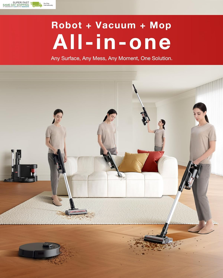 Cordless Stick Vacuum & Robot & Mopping, All-In-One Cleaning Combot, with Dual A Item image 4