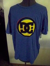 MEN&#39;S GUY&#39;S DC SHOES BLUE TEE T-SHIRT YELLOW/MULTI ROUND STAMP LOGO NEW $28 - $17.99