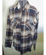 MEN&#39;S EZEKIEL 2 POCKET FLANNEL BUTTON DOWN BROWN/NAVY BLUE PLAID SHIRT N... - $62.03 CAD