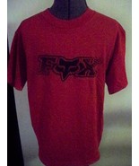 MEN&#39;S GUY&#39;S FOX RACING RED TEE T-SHIRT BLACK HEAD IN CENTER LOGO NEW $35 - $23.30 CAD