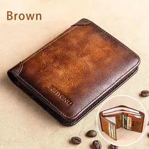 Valentine Gift men Genuine Leather Wallet Retro Business Card Holder Coi... - $27.99