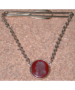 Knight head Intaglio Stone Tie Bar clip Swank Vintage - $15.00