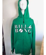 MEN&#39;S BILLABONG ZIP-UP HOODIE GREEN W/ WHITE AND BLACK LOGO ON CHEST NEW... - £36.95 GBP