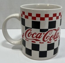 Coca-Cola Coffee Cup Mug Black White Checkered Diner Design 1997 Vintage - £7.82 GBP