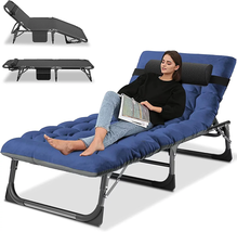 Folding Lounge Chair 5-Position Adjustable Outdoor Reclining Sleeping Bed Cot - £111.05 GBP