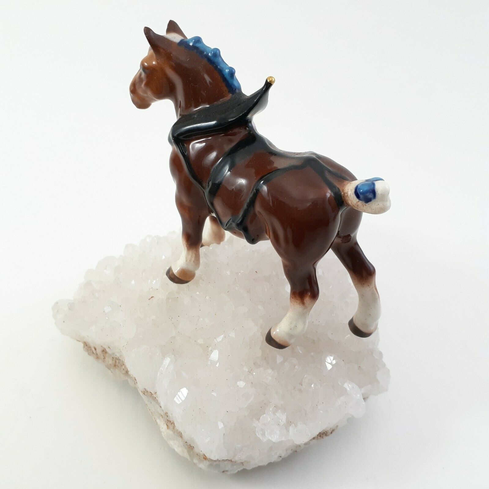 Hagen Renaker Draft Horse W/ Harness w/ Blue Bobs and Ribbon Model A-341 - $40.00