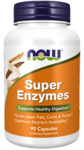 Now Foods SUPER ENZYMES Papain Bromelain Pancreatin Betaine HCL 90 Capsules - $16.49
