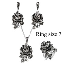 Hot Rose Flower Bracelets For Women Tibetan Silver Boho Charm Crystal Bracelet B - £7.12 GBP
