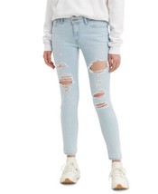 Levi&#39;s Womens 711 Skinny Jeans Size-27R Color-Azure Trashed White Indigo - £47.25 GBP