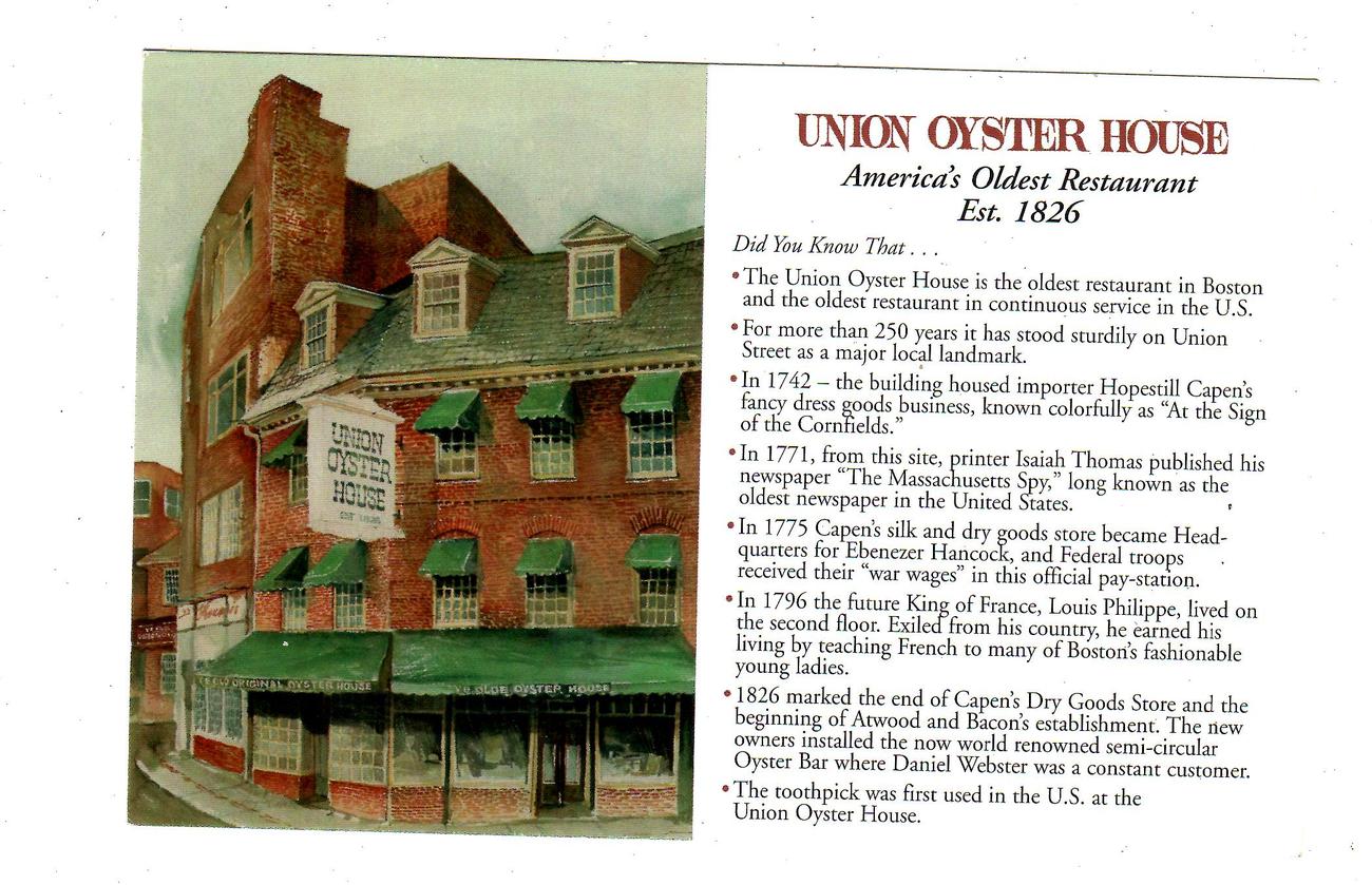 Union Oyster House , Boston Mass. - Postcard - $2.20