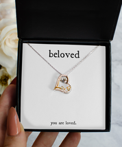 Beloved Necklace Dancing Love Heart Pendant 925 Silver 14K Plated Gift for Her - $45.97