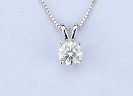 2Ct Round Cut Moissanite Solitaire Pendant 14k White Gold Plated 18&quot; Nec... - $96.03