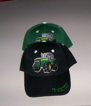 Lot (2)Toddler Embroidered TRACTOR Hat Kids Boys Girls Green Black New! - £13.40 GBP