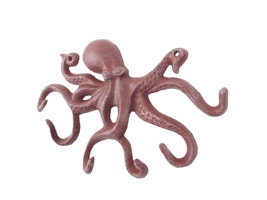 [Pack Of 2] Red Whitewashed Cast Iron Octopus Hook 11&quot;&quot; - £54.96 GBP