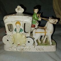 Vintage Horse and Carriage Porcelain Figurine with Lady &amp; Driver - Japan - $18.97