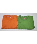 Lot 2 Hanes Mens T Shirts Pocket Tagless Green Orange Blank Large - £10.96 GBP