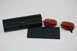 Authentic Cartier C Decor Gold Metal Red Lens Men&#39;s Rectangle Sunglasses CT0271S - £915.00 GBP