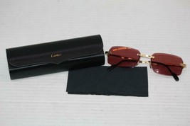 Authentic Cartier C Decor Gold Metal Red Lens Men&#39;s Rectangle Sunglasses... - $22,154.37 MXN