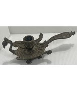 Vintage Ornate Peacock Bird Brass Candle Holder 8” Long Beautiful Details - $16.36