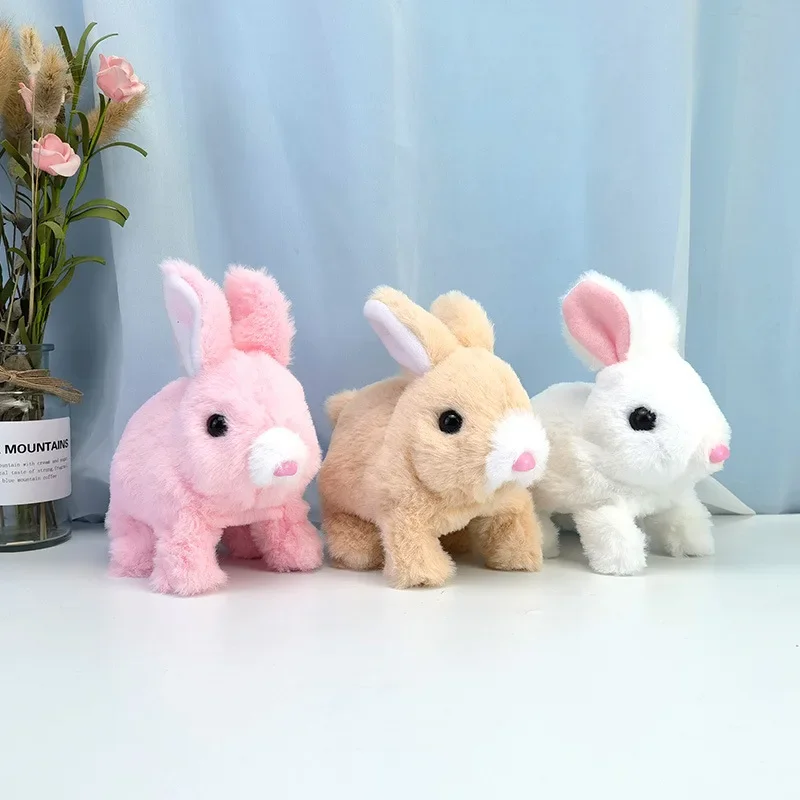 Plush Electronic Rabbit Toy Robot Animal Pet Walking Jumping Running Shake Ears - £11.99 GBP