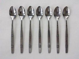 Vintage Oxford Hall Rose Couplet Stainless Flatware 7 Iced Tea Ice Cream Spoons - $42.08