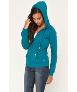 WOMEN&#39;S/JRS ROXY COZY FLEECE HOODIE FUR LINED ZIP UP TEAL  GREEN NEW $59 - £31.16 GBP