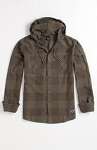Men's Guys Lifetime Crazy Horse Hooded BUTTON-UP Flannel Woven Shirt New $85 - $46.99