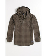 MEN&#39;S GUYS LIFETIME CRAZY HORSE HOODED BUTTON-UP FLANNEL WOVEN SHIRT  NE... - £36.95 GBP