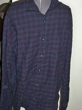 Aeropostale Men&#39;s Guys Deep Navy Plaid Flannel L/S Shirt New $59 - £32.04 GBP