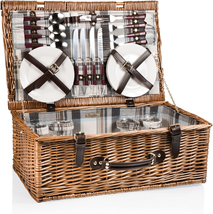 Newbury Wicker Picnic Basket Set for 4 Persons, (Navy Blue ) - £120.71 GBP