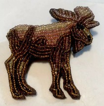 Hand Beaded Brooch Pin Walking Moose - $26.34 CAD